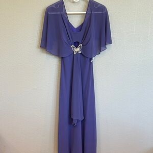 Meghan LA Purple Maxi Dress with Butterfly Accent